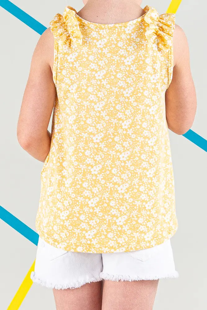 Floral Print Ruffled Detail Sleeveless Top
