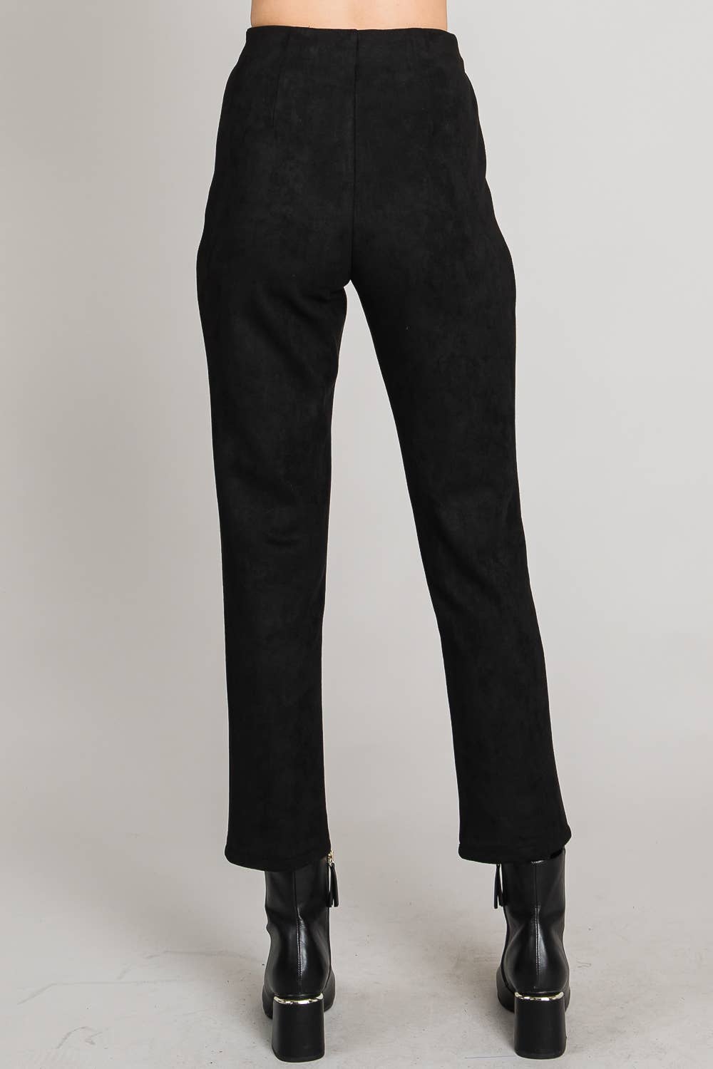 Stretchy Butter Suede Pants- Black