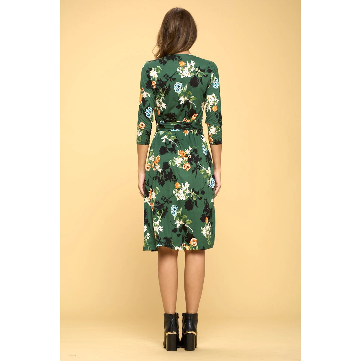 Floral Print V neck Wrap Dress