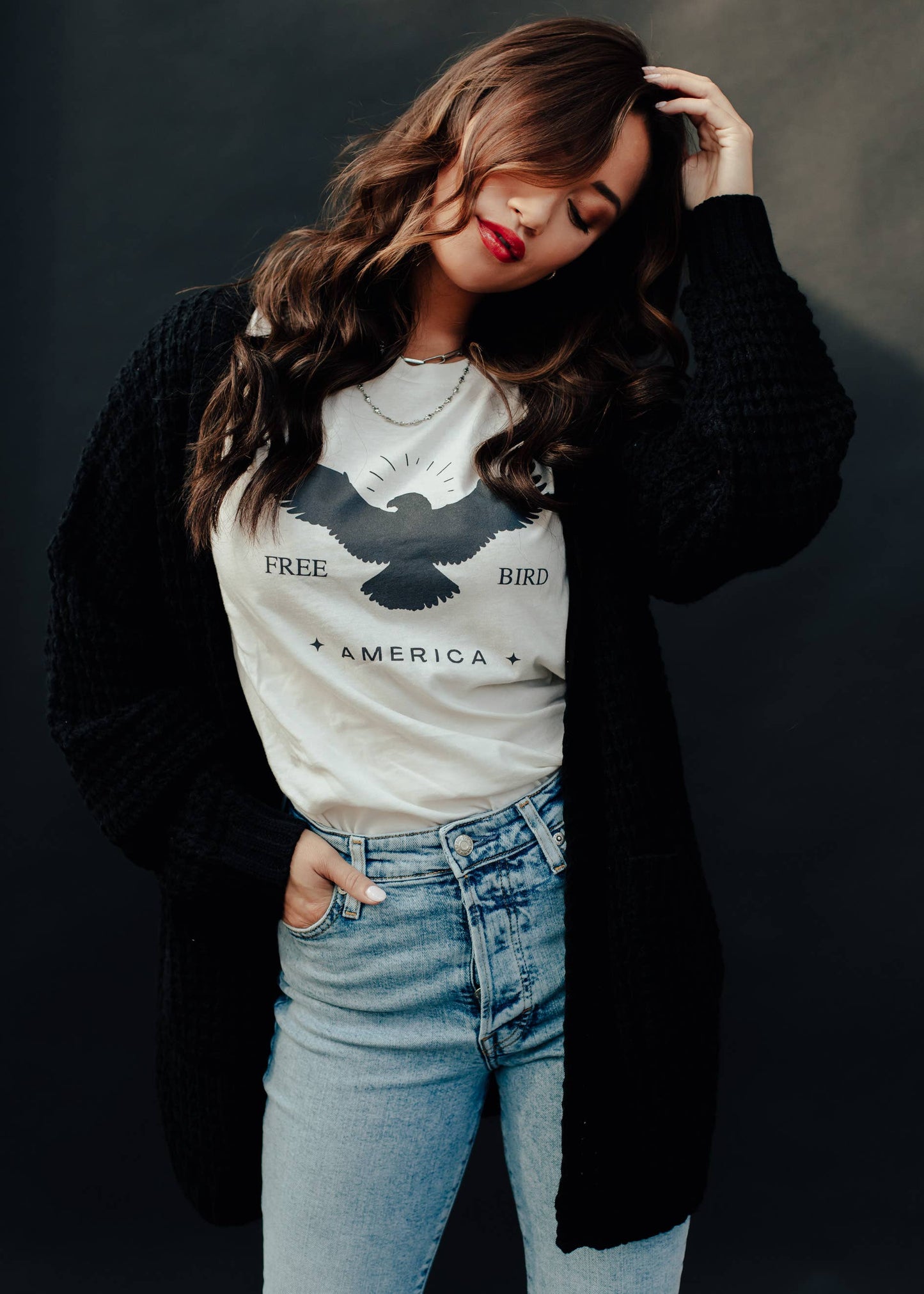 Black Knit Open Cardigan