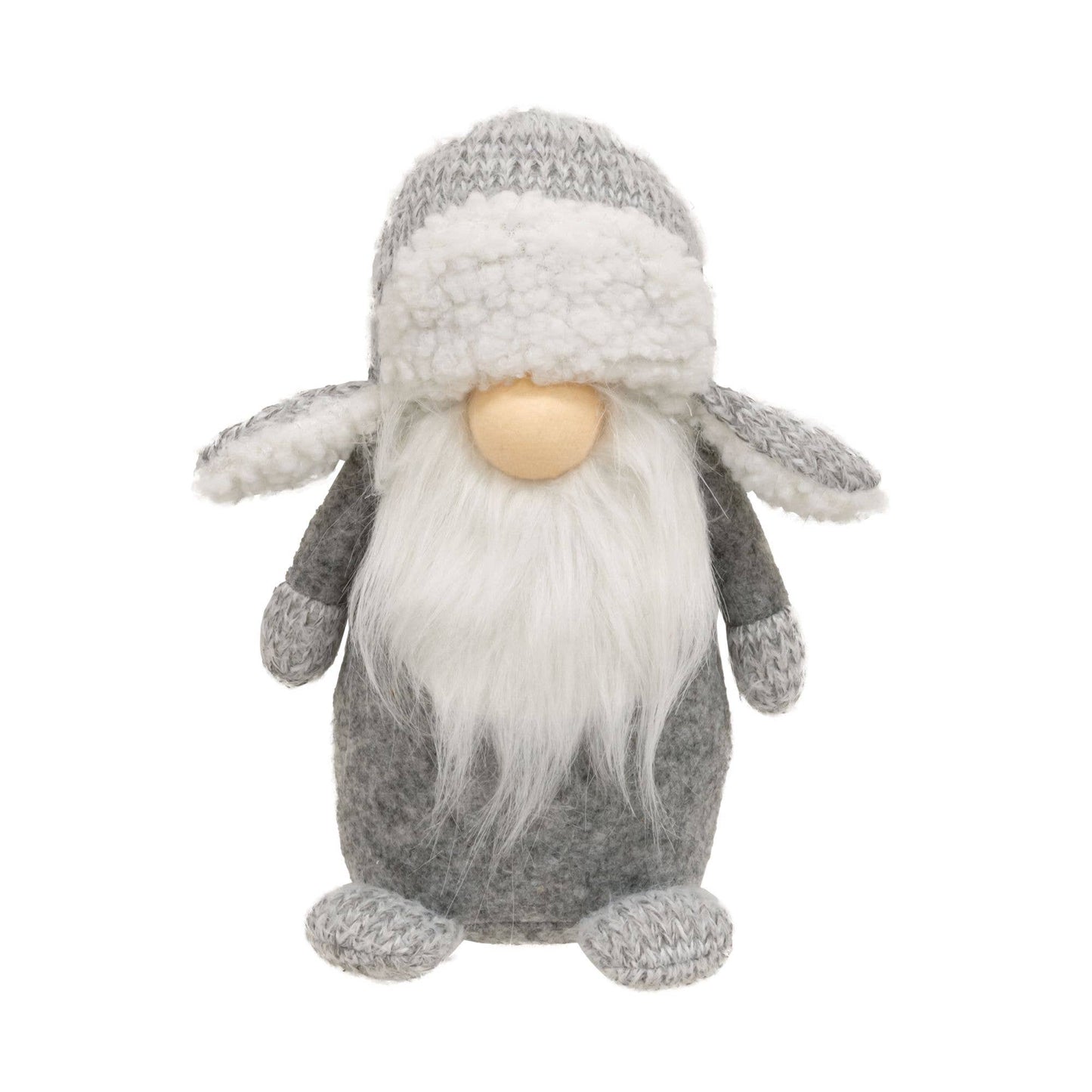 Fuzzy Gray Trapper Hat Gnome
