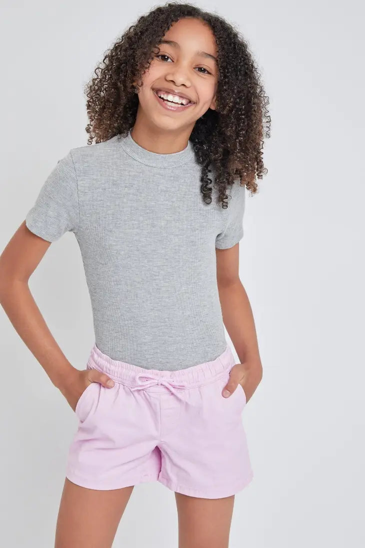 Girls Twill Jogger Shorts With Rope Drawstring