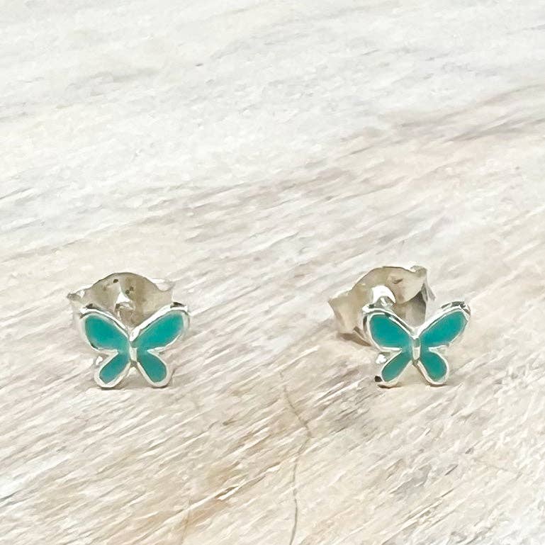 Girls Butterfly Sterling Earrings