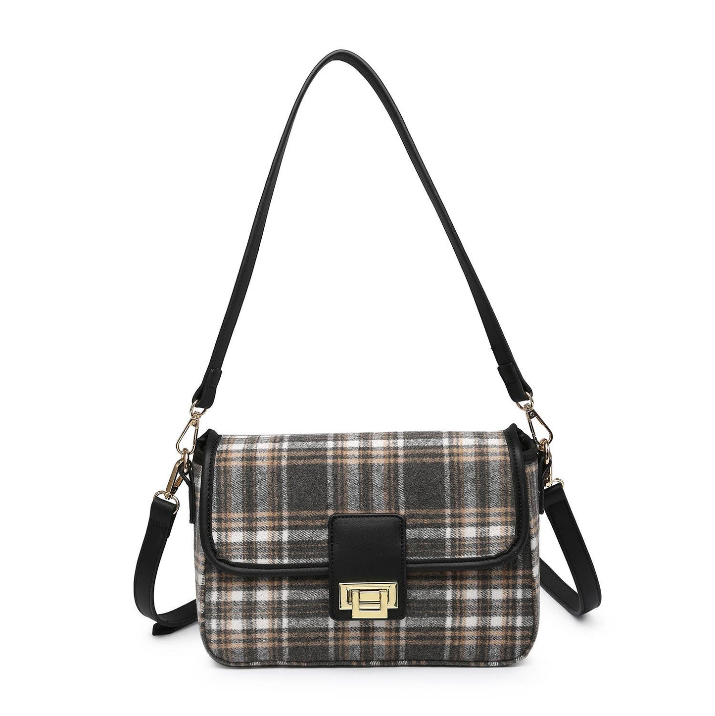 Elodie Plaid Gold Accent Crossbody