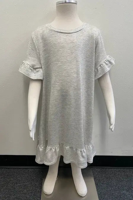 GIRLS STRIPED RUFFLE DRESS