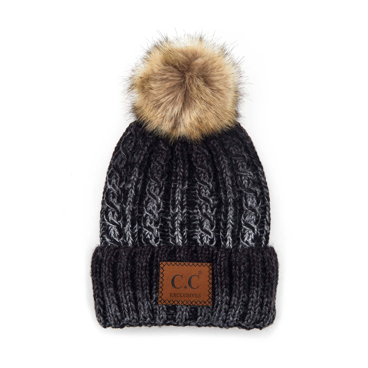 C.C Ombre Cable Knit Beanie w/ Pom