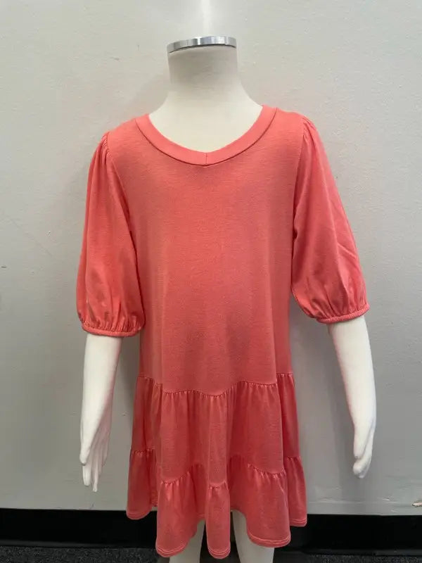 KIDS CORAL KNIT TIER DRESS