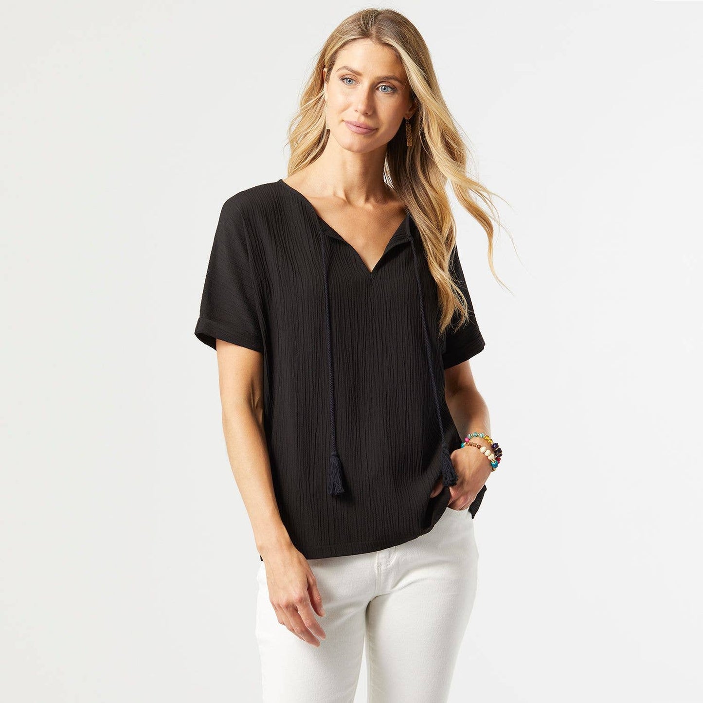 Tinto Crinkle Gauze Tassel Tee