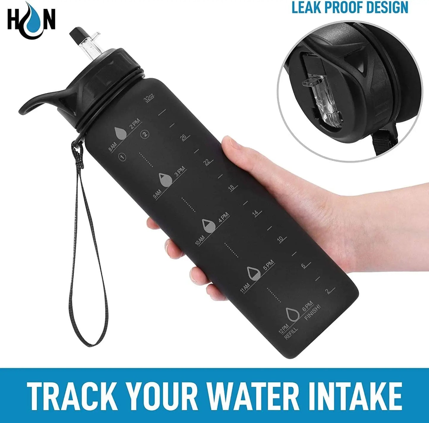 Hydration Nation Water Bottle With Time Marker 32 oz