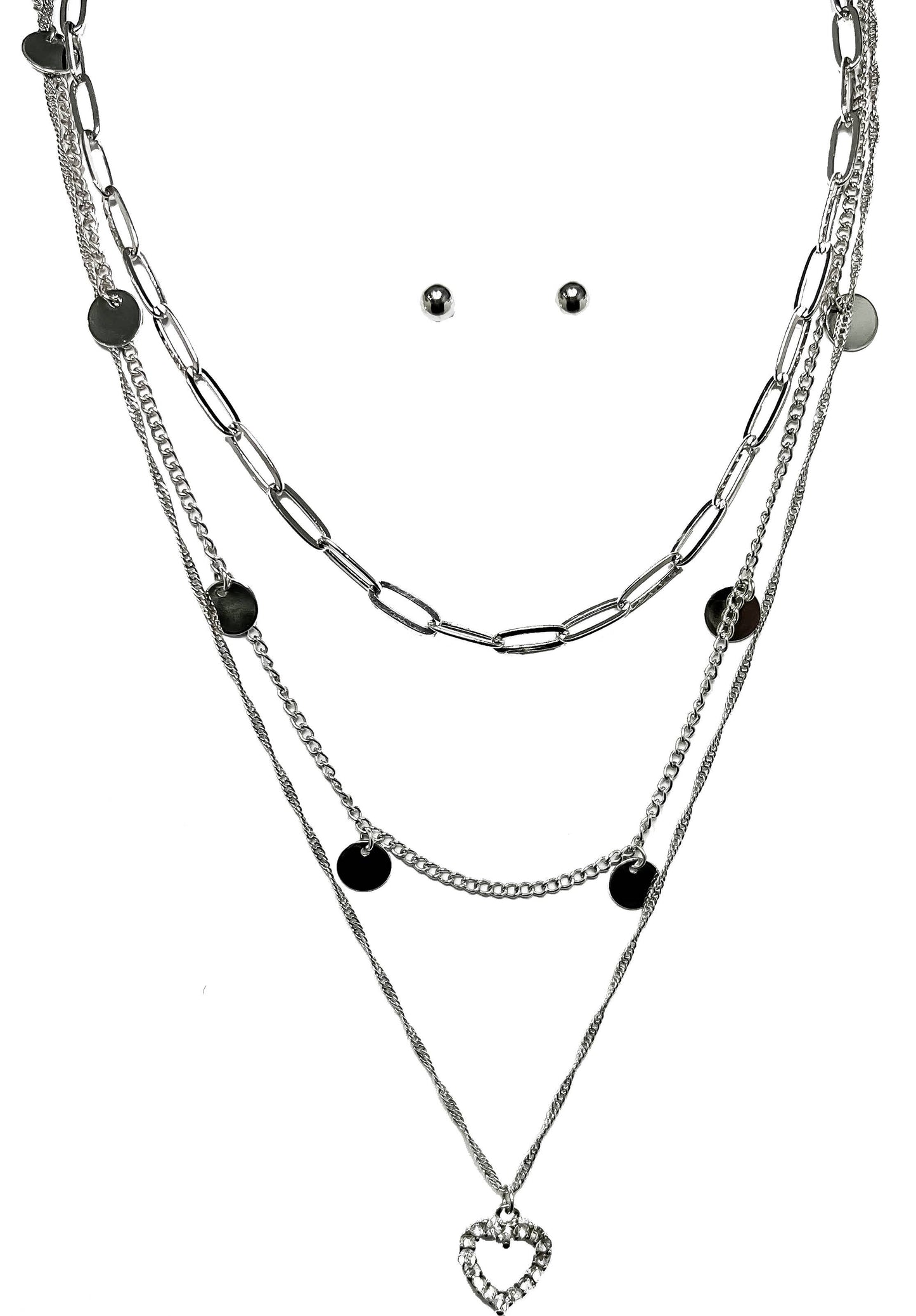 Layered Chain w/ Pendants Necklace