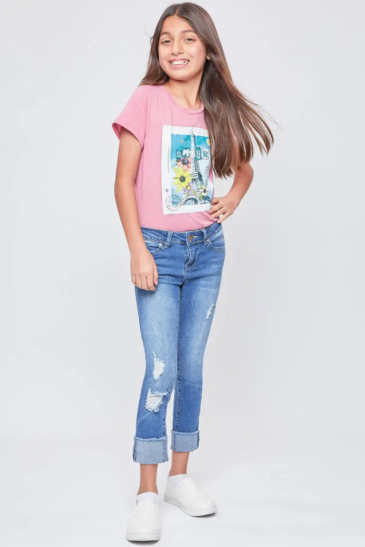 Girls WannaBettaFit Mid-Rise Mega Cuff Skinny Jeans