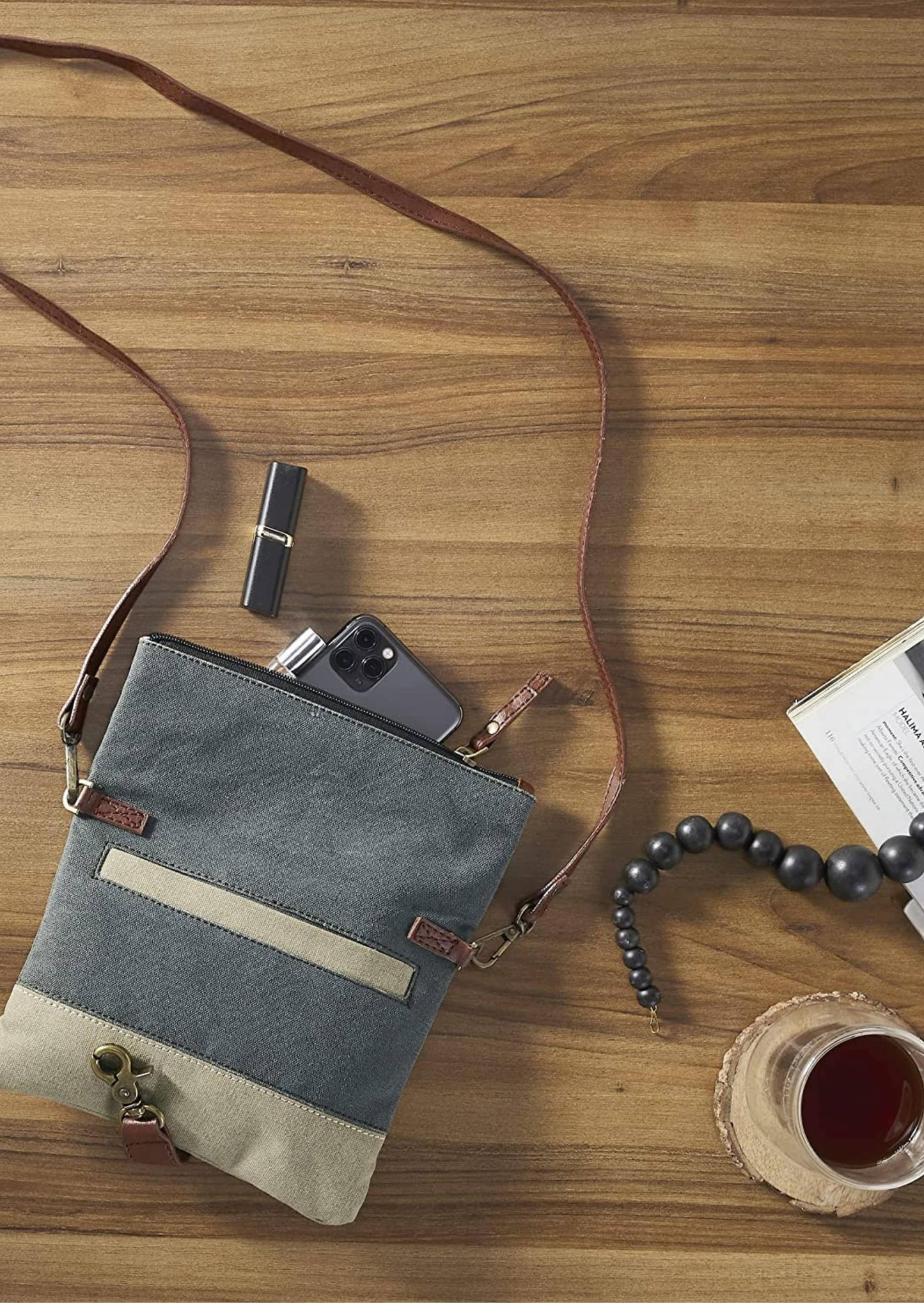 Finley Up-Cycled Canvas Fold-Over Crossbody