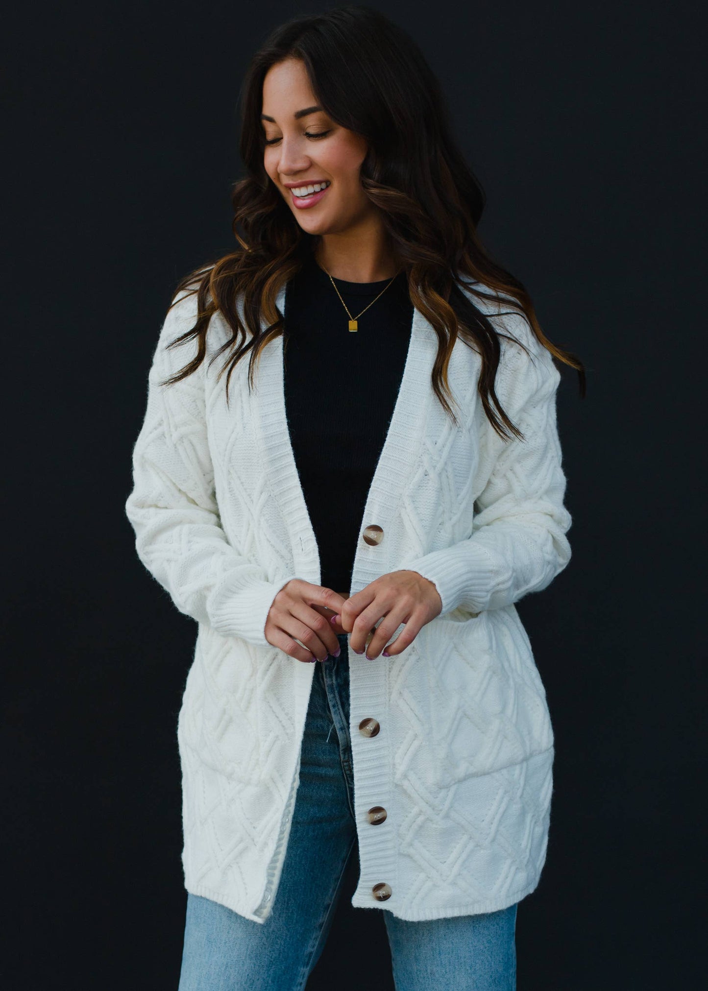 White Button Up Cardigan