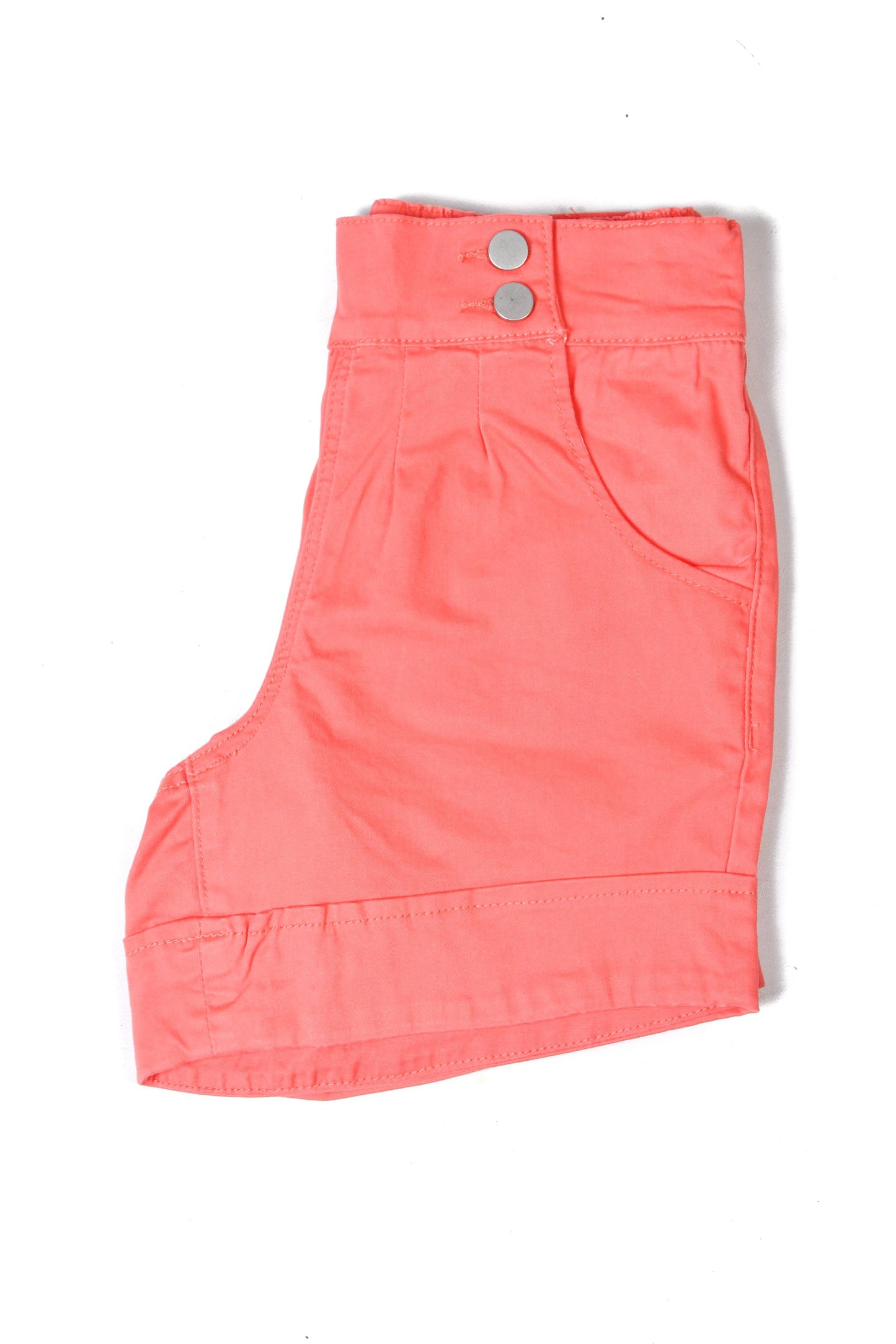Coral Front Button Shorts
