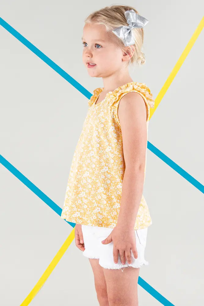 Floral Print Ruffled Detail Sleeveless Top