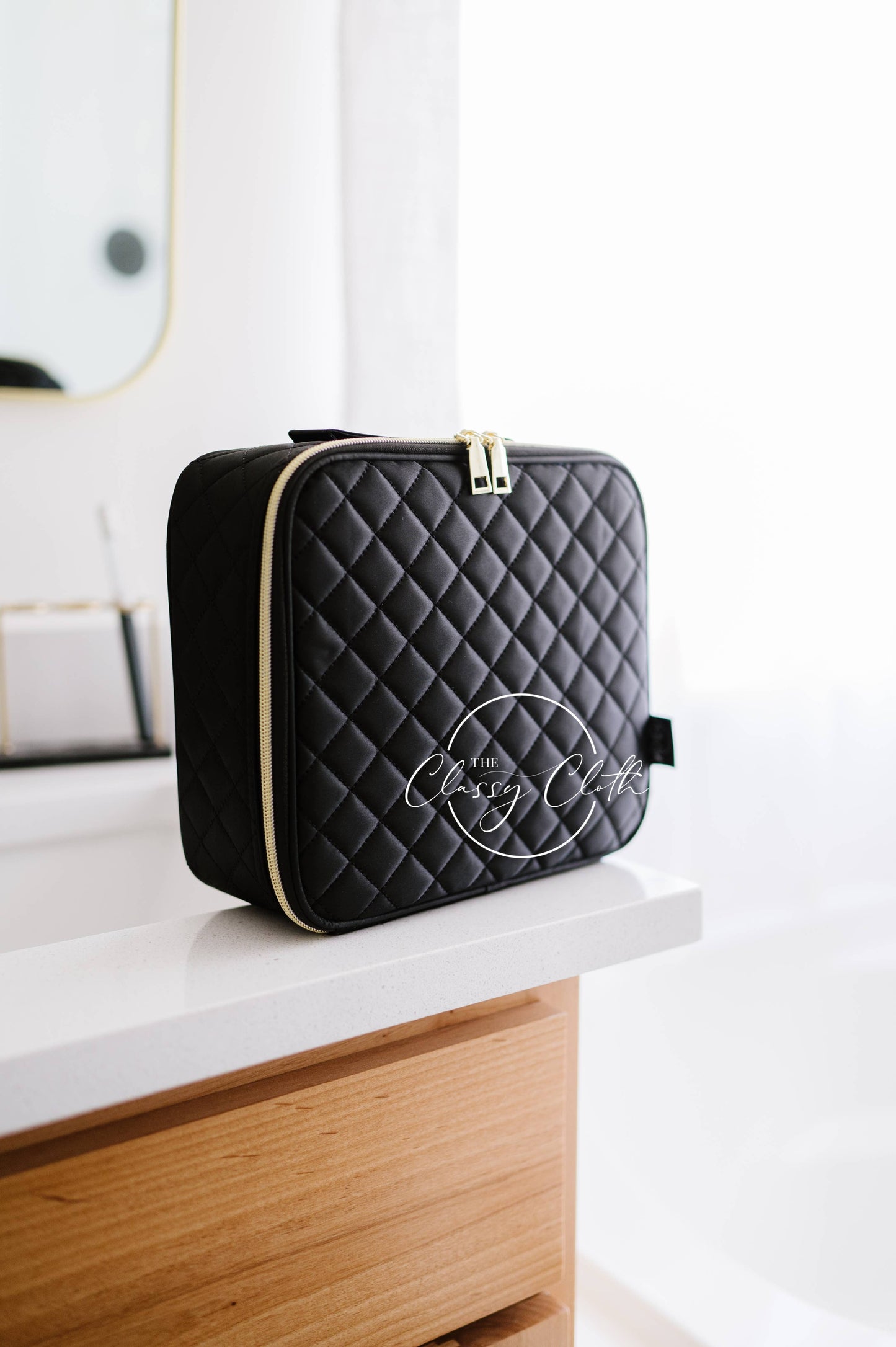 Mega Makeup Case Black Quilted RTS