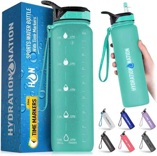 Hydration Nation Water Bottle With Time Marker 32 oz