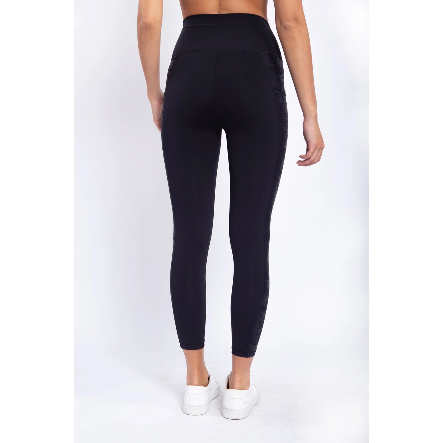 Metallic Side Striped High-Waist Leggings
