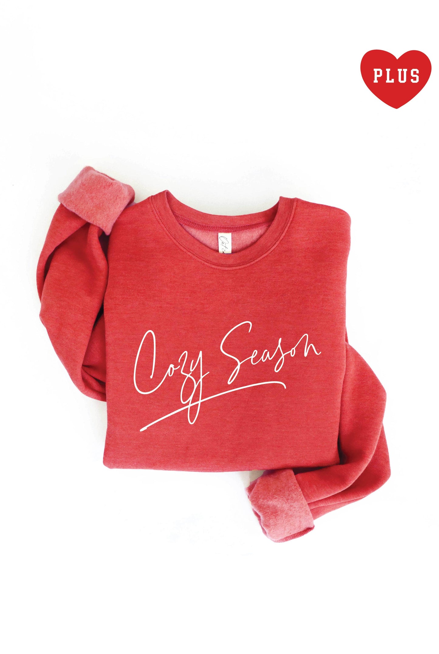 CURVY Heather Cranberry Cozy Season Graphic Sweatshirt
