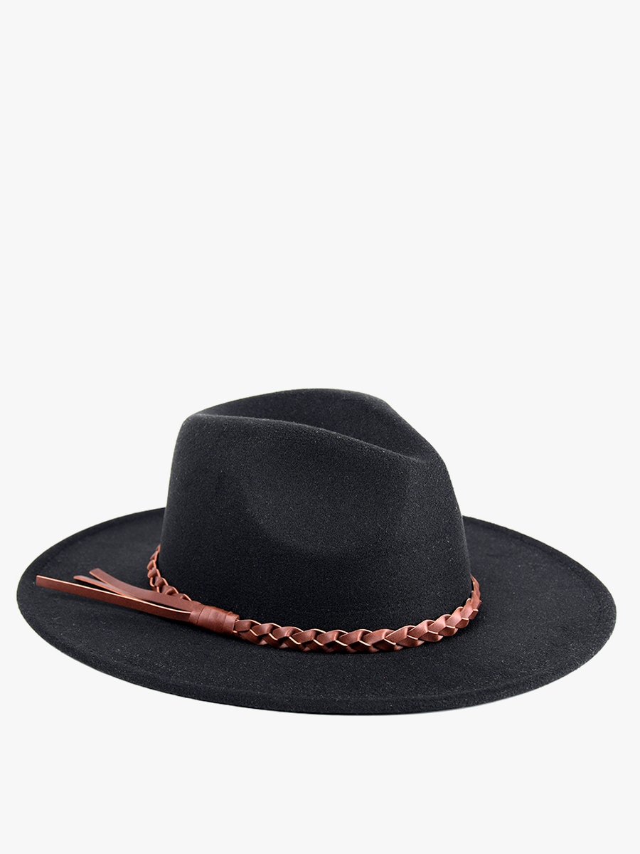 Debbie Braided Trim Wide Brim Fedora