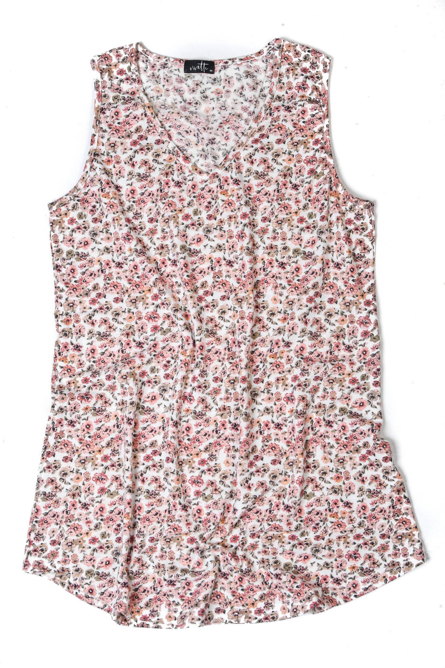 Mauve Floral V-Neck Tank
