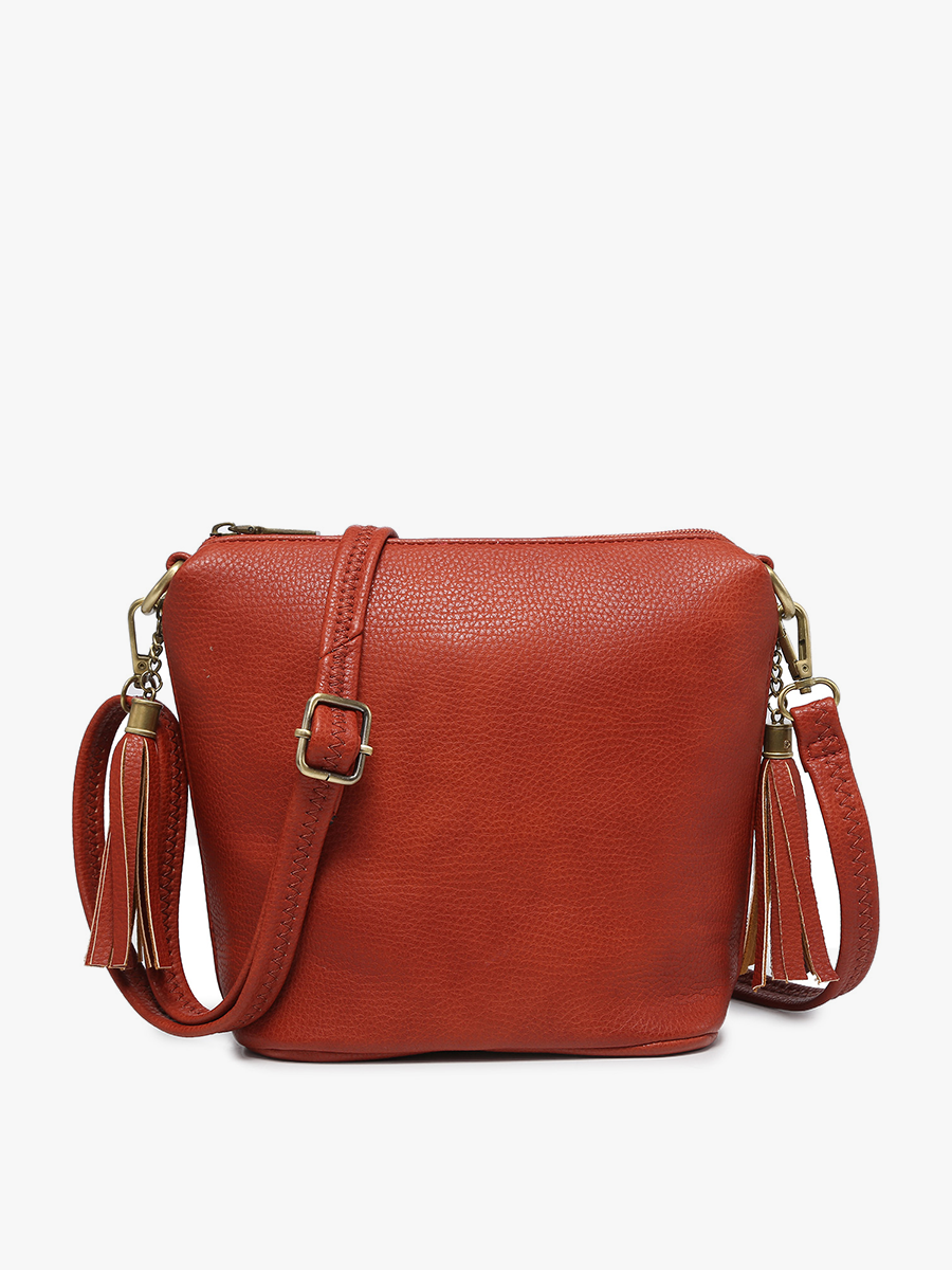 Rust Dylan Crossbody w/ 2 Side Tassel Zippers