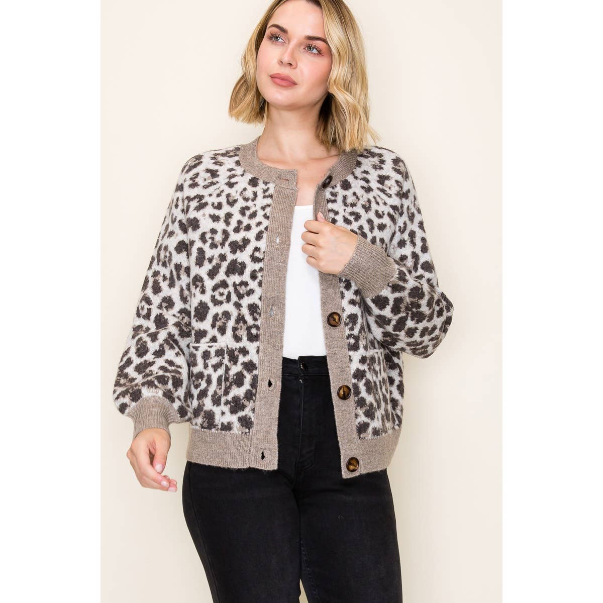 Sweater Cardigan| Stylish Button Down Leopard Print Sweater Cardigan