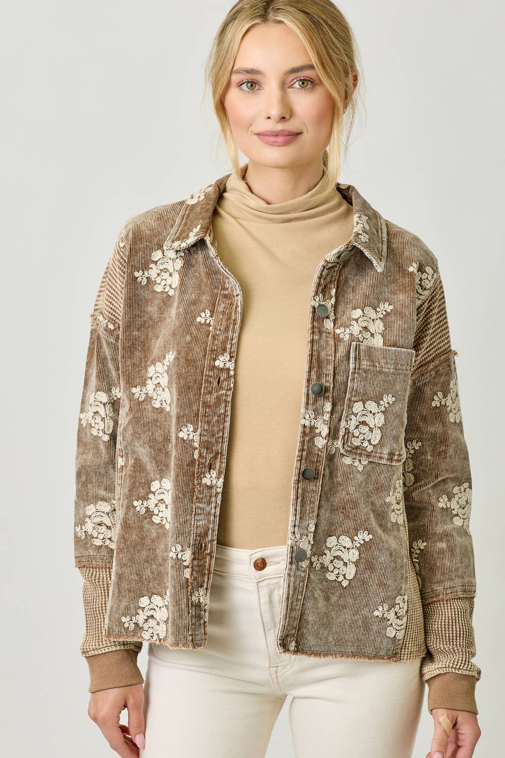 Mystree - 60828 Flower Embroidery Hoodie Jacket Mystree