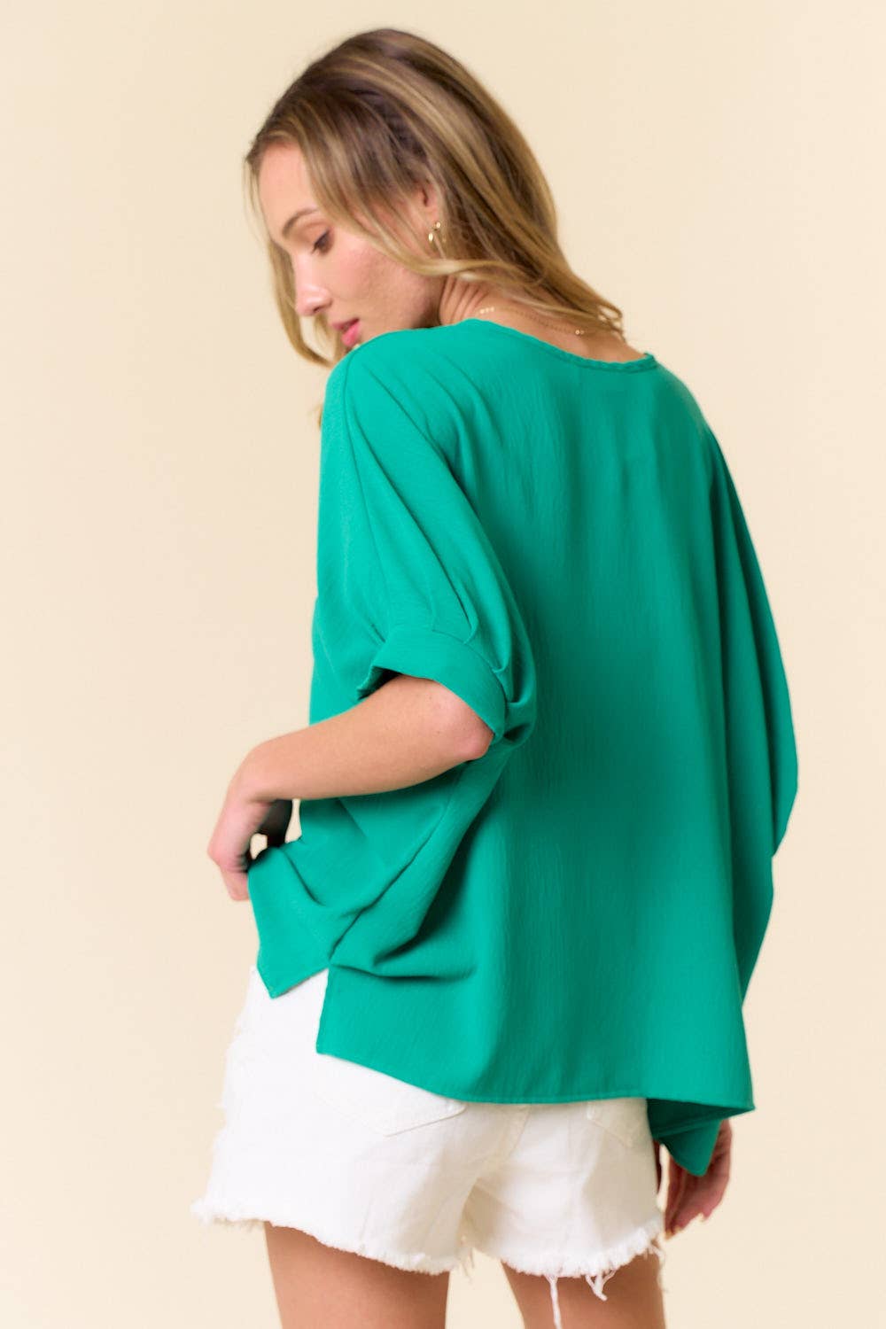 Kelly Green Devoted To You V-Neck Top Spring-Summer lovely melody
