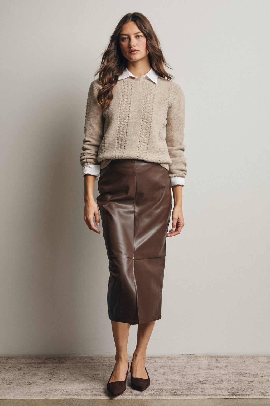 Textured Cable Stitch Pullover Sweater