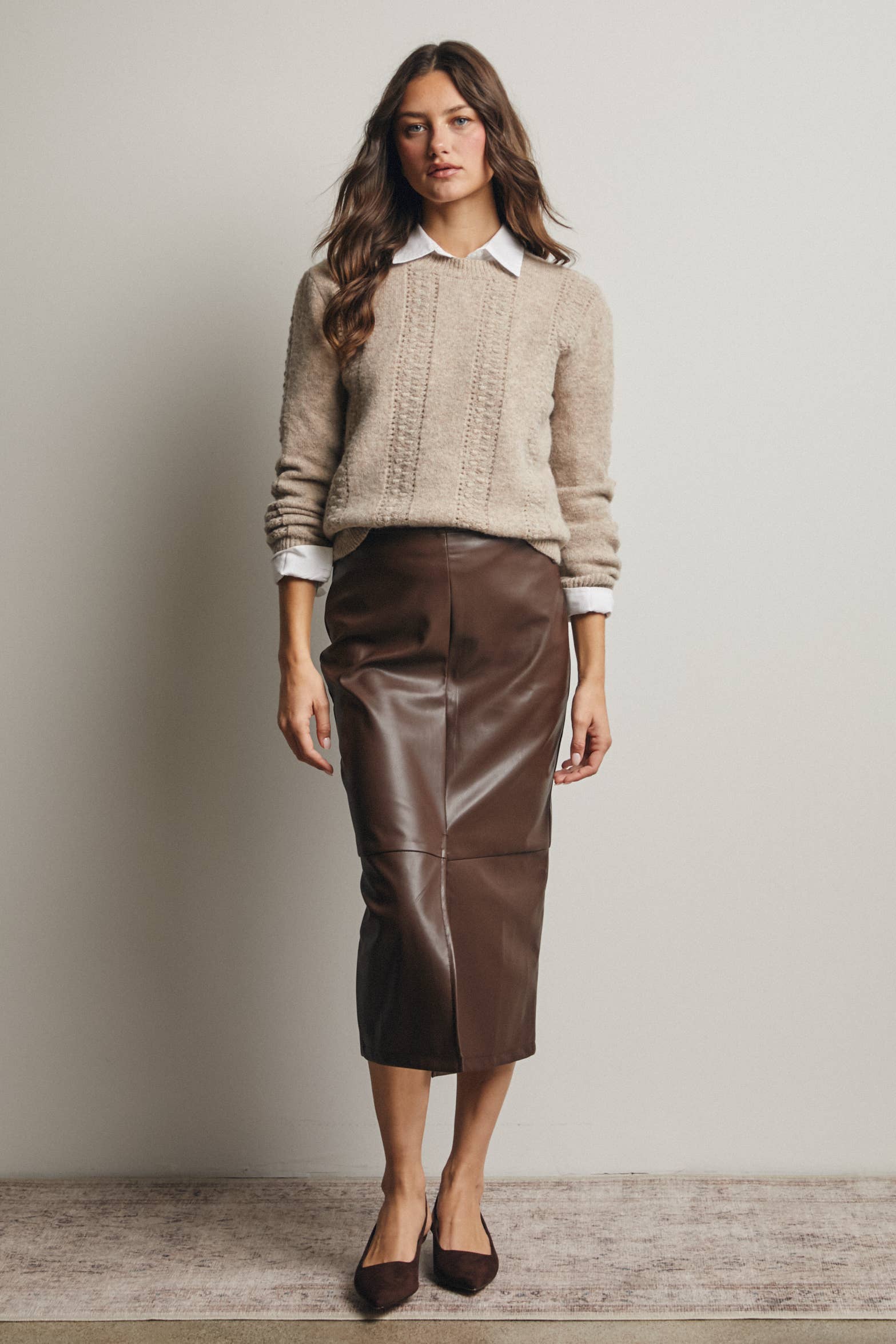 Textured Cable Stitch Pullover Sweater