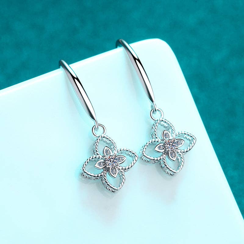 Moissanite Four Leaf Clover Earrings in 925 Sterling Silver (No Warranty) Core Perimade & Co. LLC