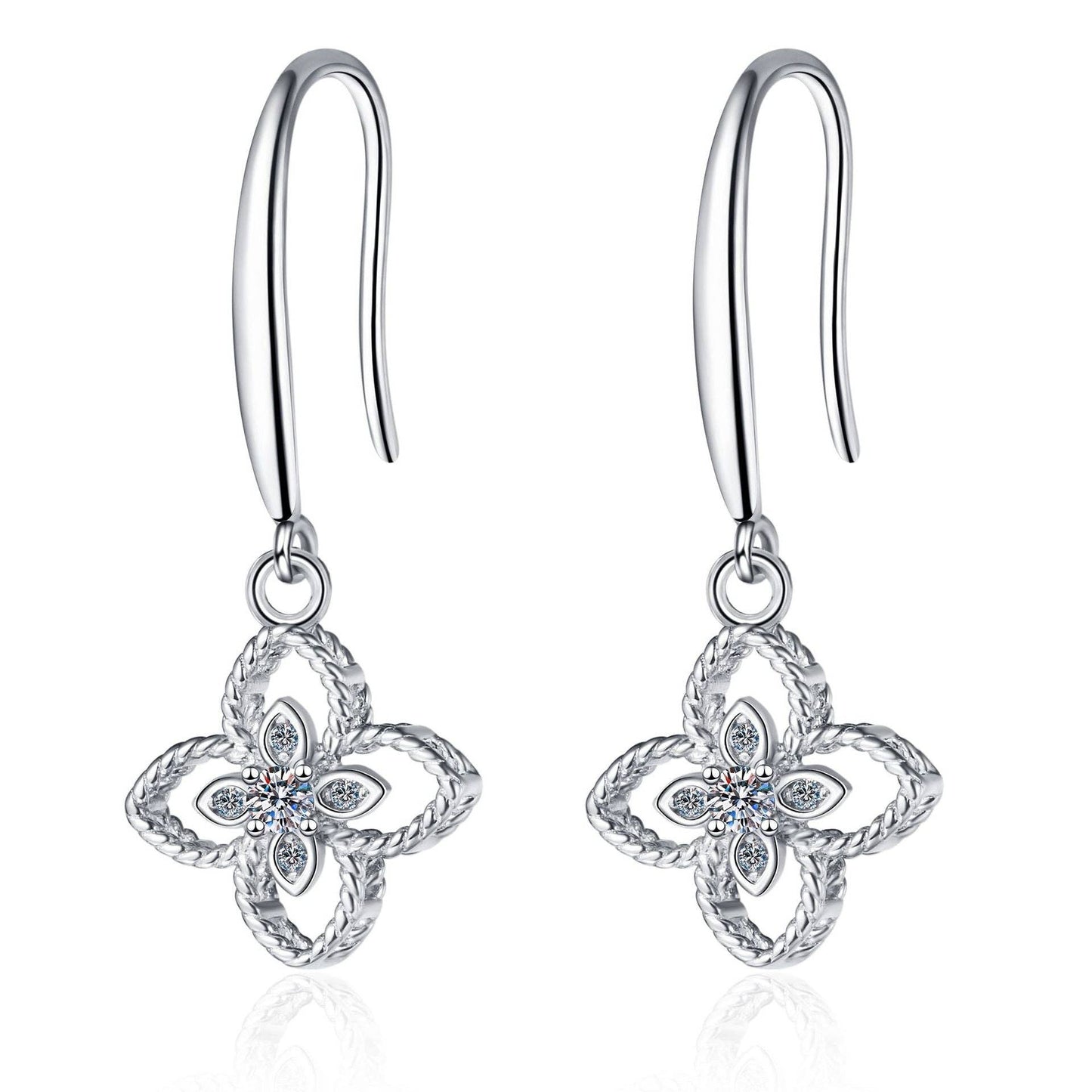 Moissanite Four Leaf Clover Earrings in 925 Sterling Silver (No Warranty) Core Perimade & Co. LLC