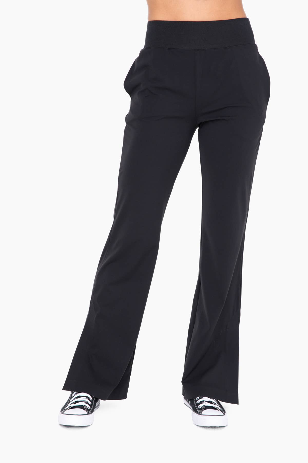 Graphene-Blend Wide Leg Active Pants: BLACK Core Mono B