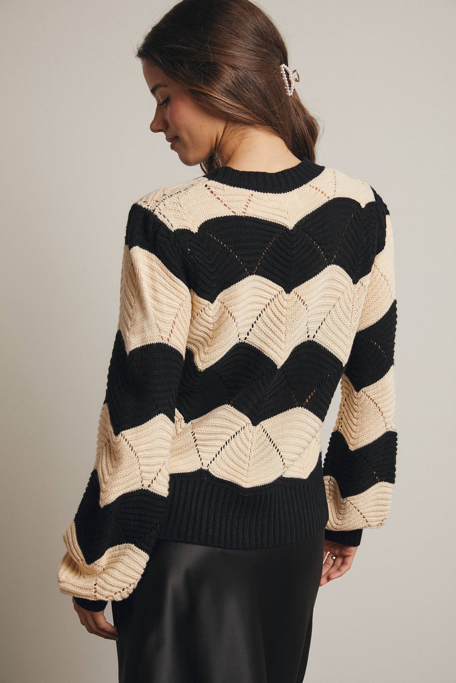 Wave Knit Chevron Pullover