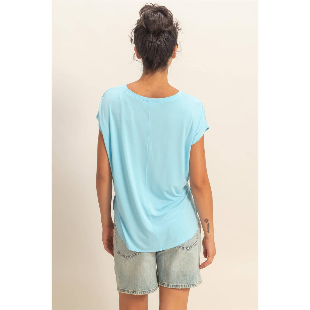 Relaxed Dolman Short Sleeve  Round Neck Top