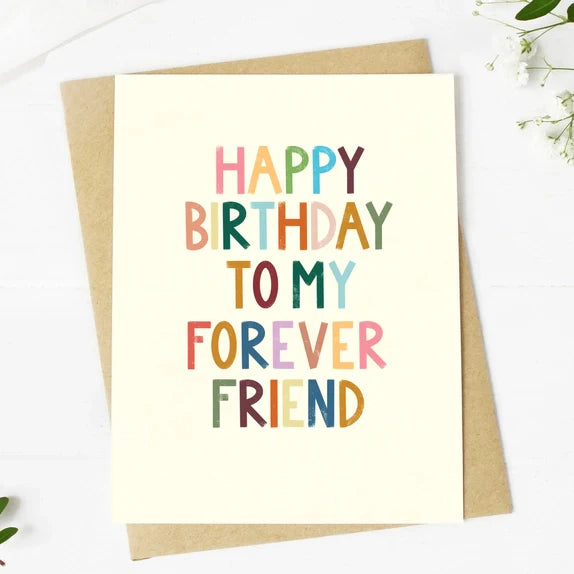 Big Mood Cards birthday greeting card with colorful hand-drawn text and kraft envelope.
