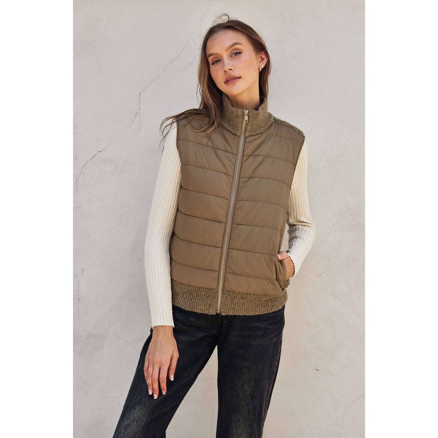 Sherpa and Puff Contrast Vest Fall-Winter Dress Forum