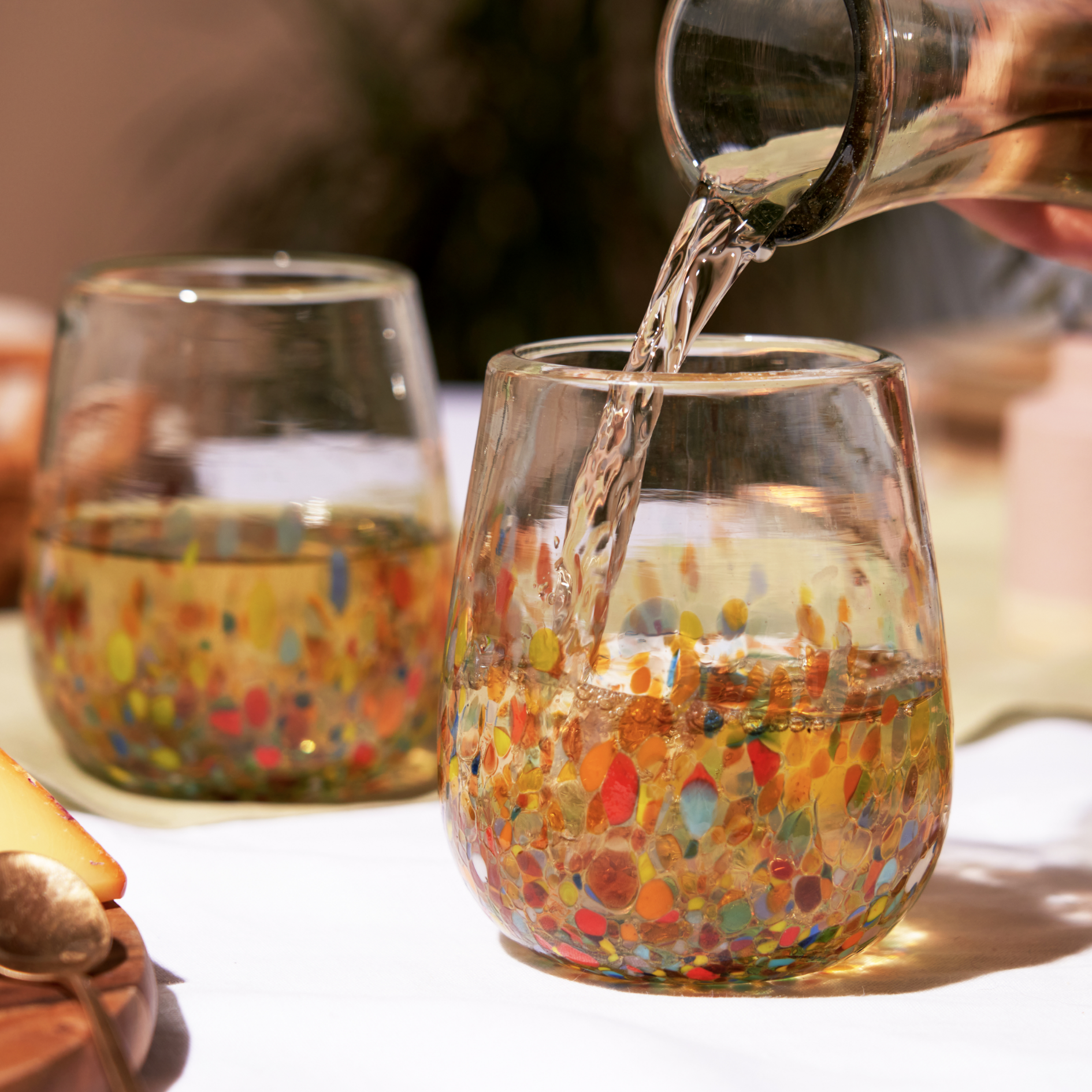 Artistico Recycled Glass Stemless Wine Glasses - Set of 2 Twine