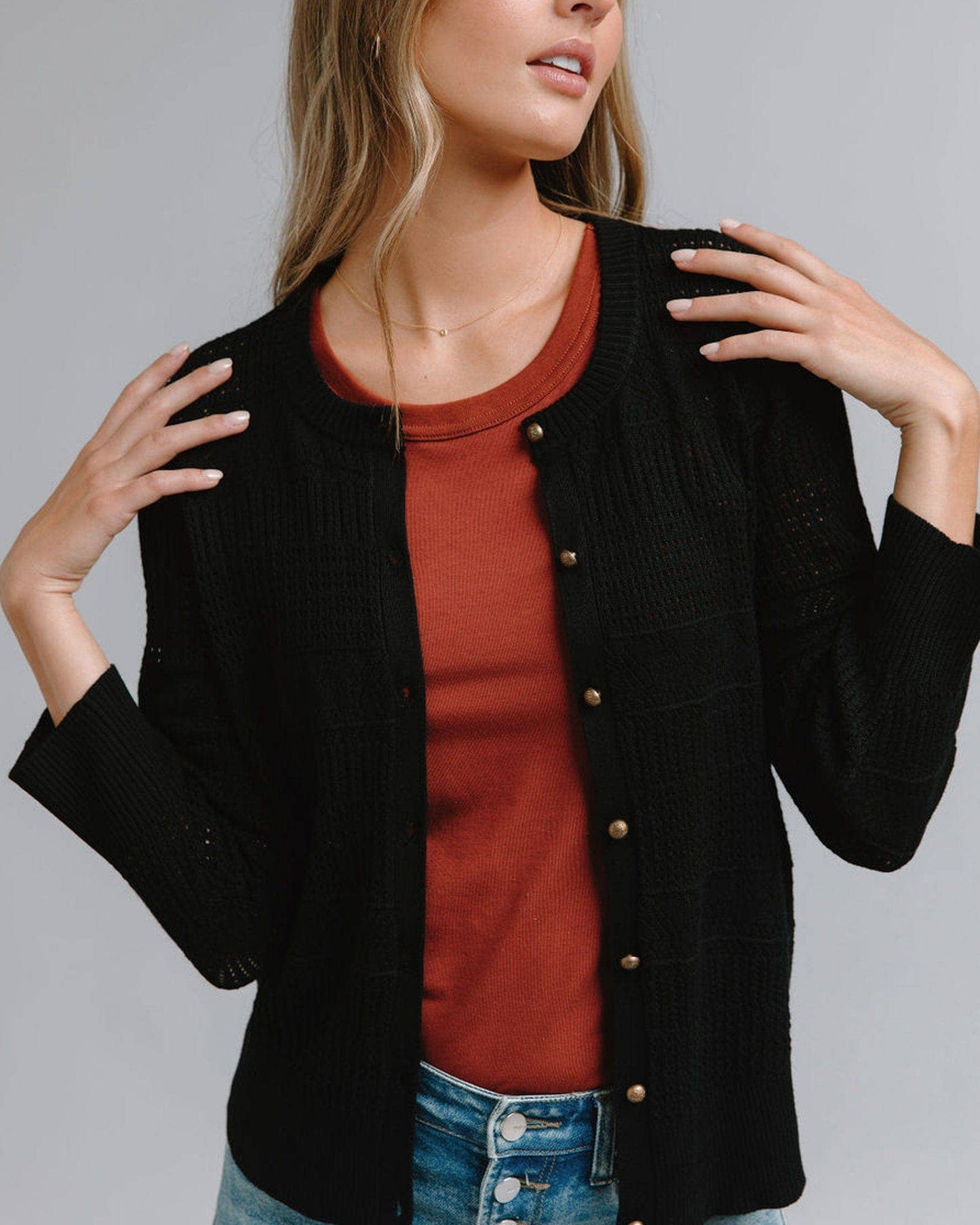 Mixed Texture Sweater: Black Beauty Spring-Summer Downeast