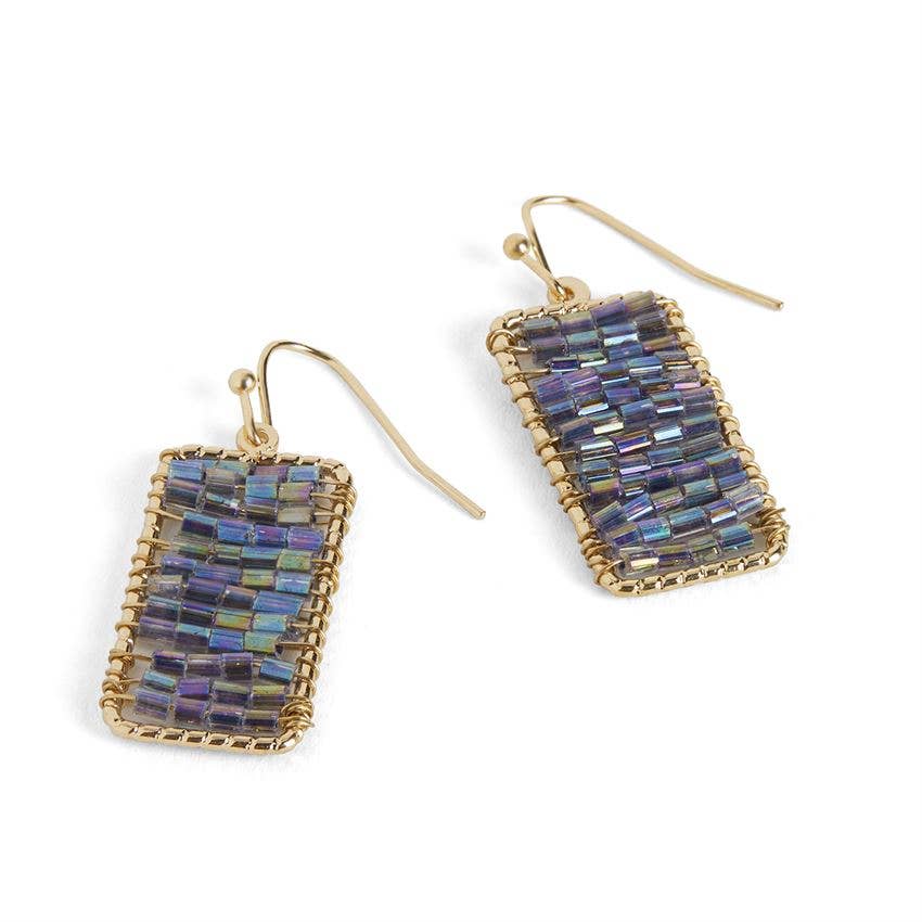 Beaded Banner Dangle Earrings - Peacock: Peacock  Whispers