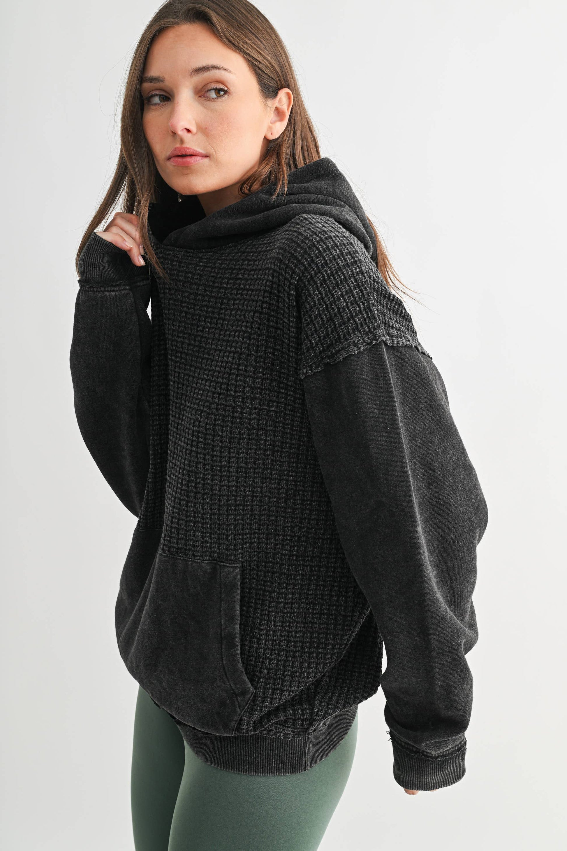 Duality Waffle Knit Hoodie Mono B