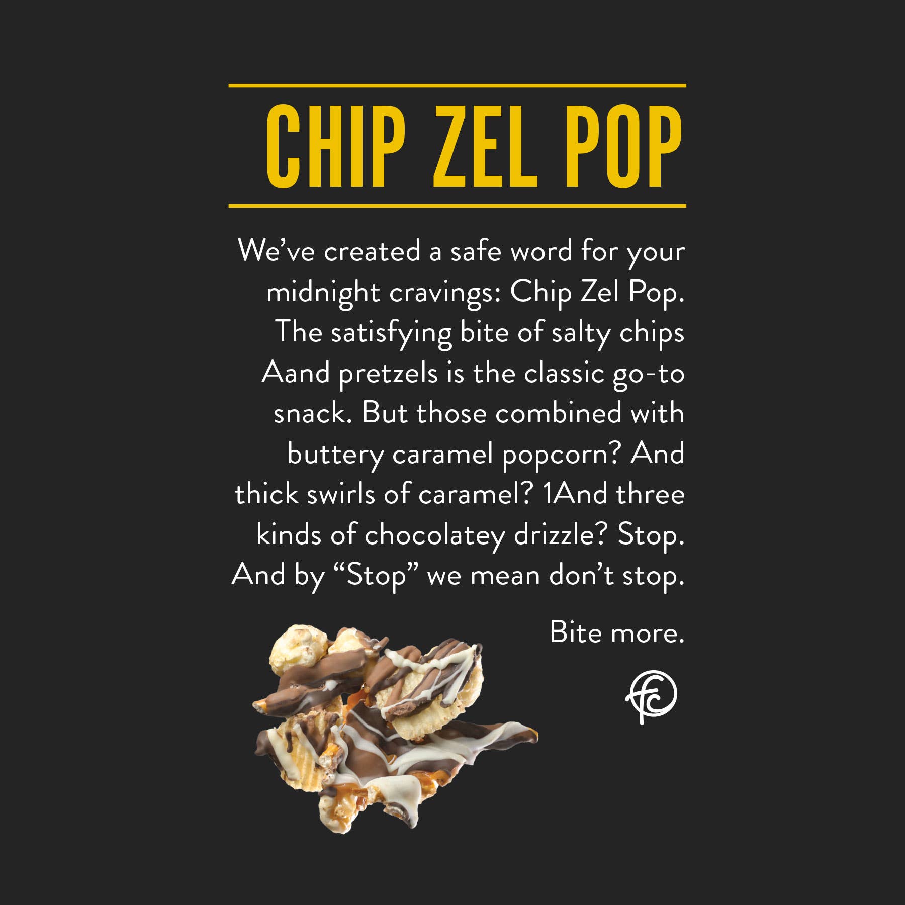 Chip Zel Pop 19 oz canister | Chocolate Popcorn Core Funky Chunky