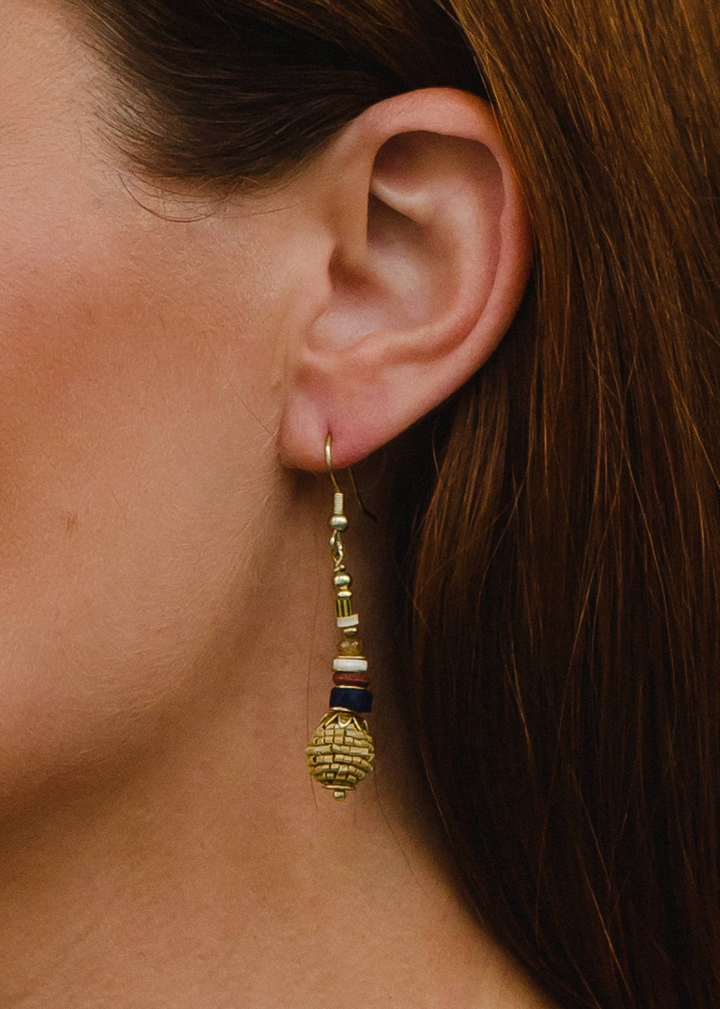 Tan & Multicolored Beaded Earrings Panache Apparel Co.