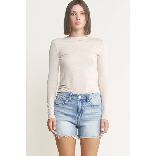 HIGH RISE FRAYED HEM COOL INDIGO SHORTS Mica Denim