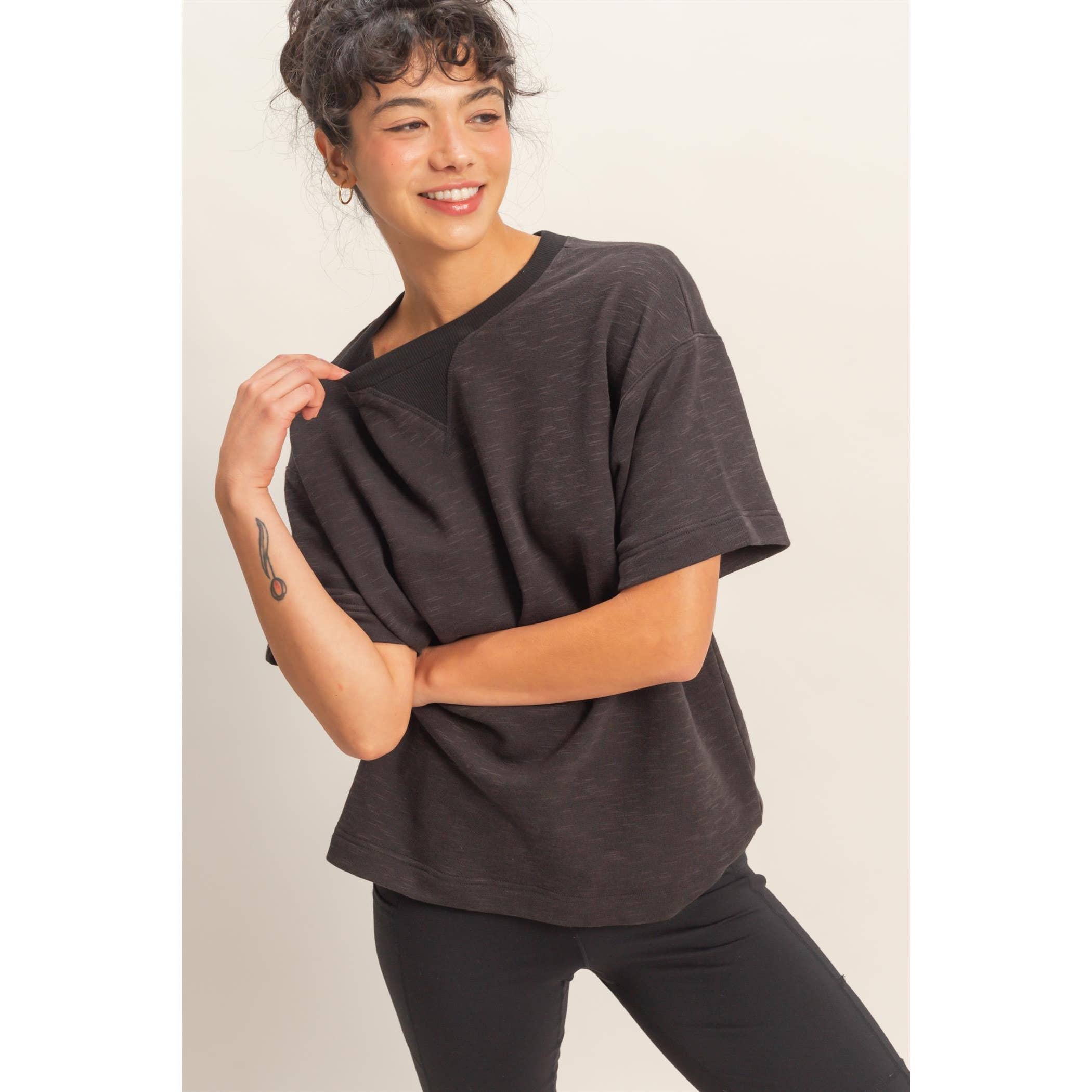 Crew Neck Short Sleeve Top