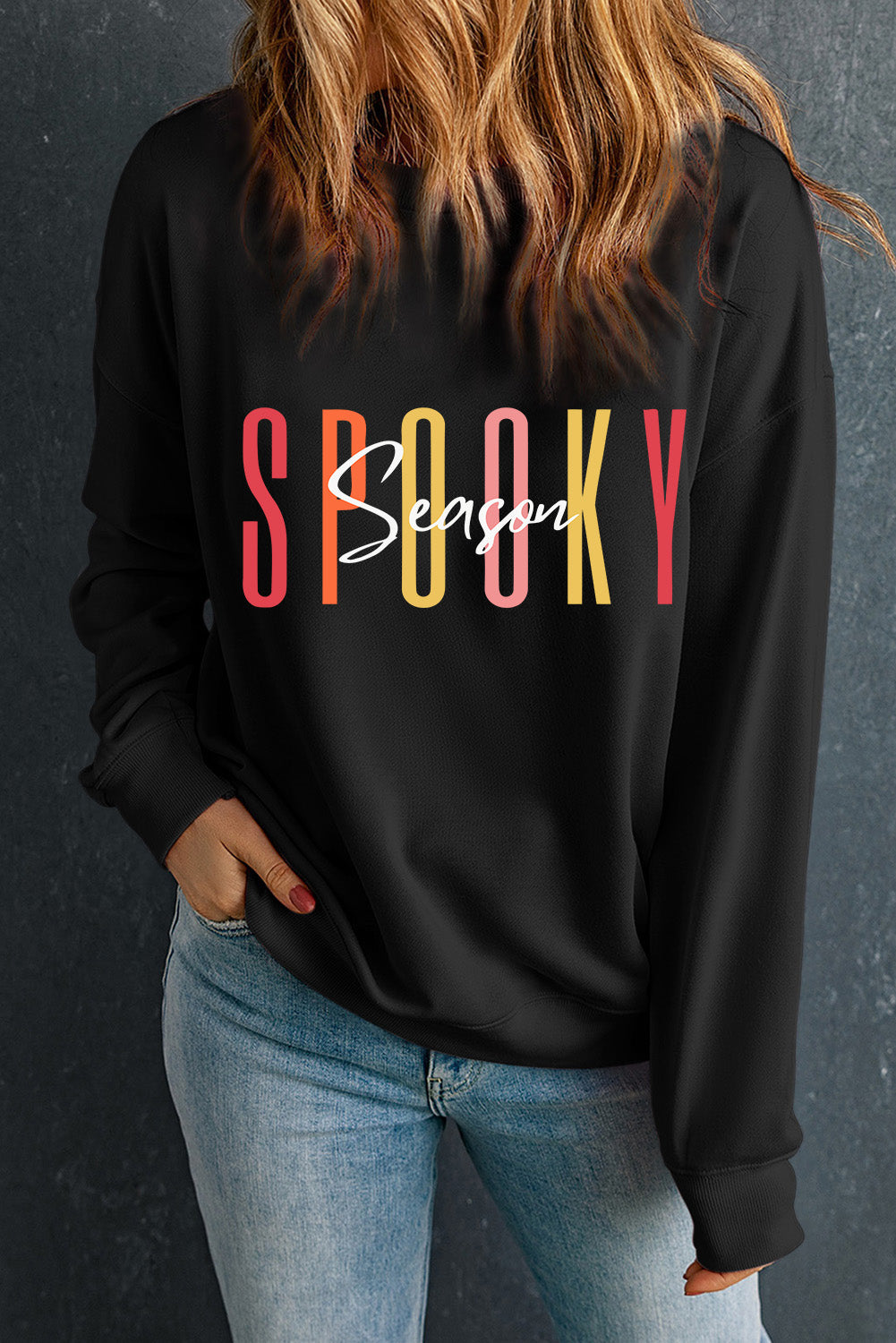 Round Neck Long Sleeve SPOOKY SEASON Graphic Sweatshirt Fall-Winter Trendsi-SYNZ