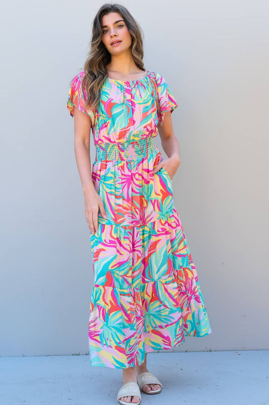 Off The Shoulder Ruffle Sleeve Mint Maxi Dress Nicabel