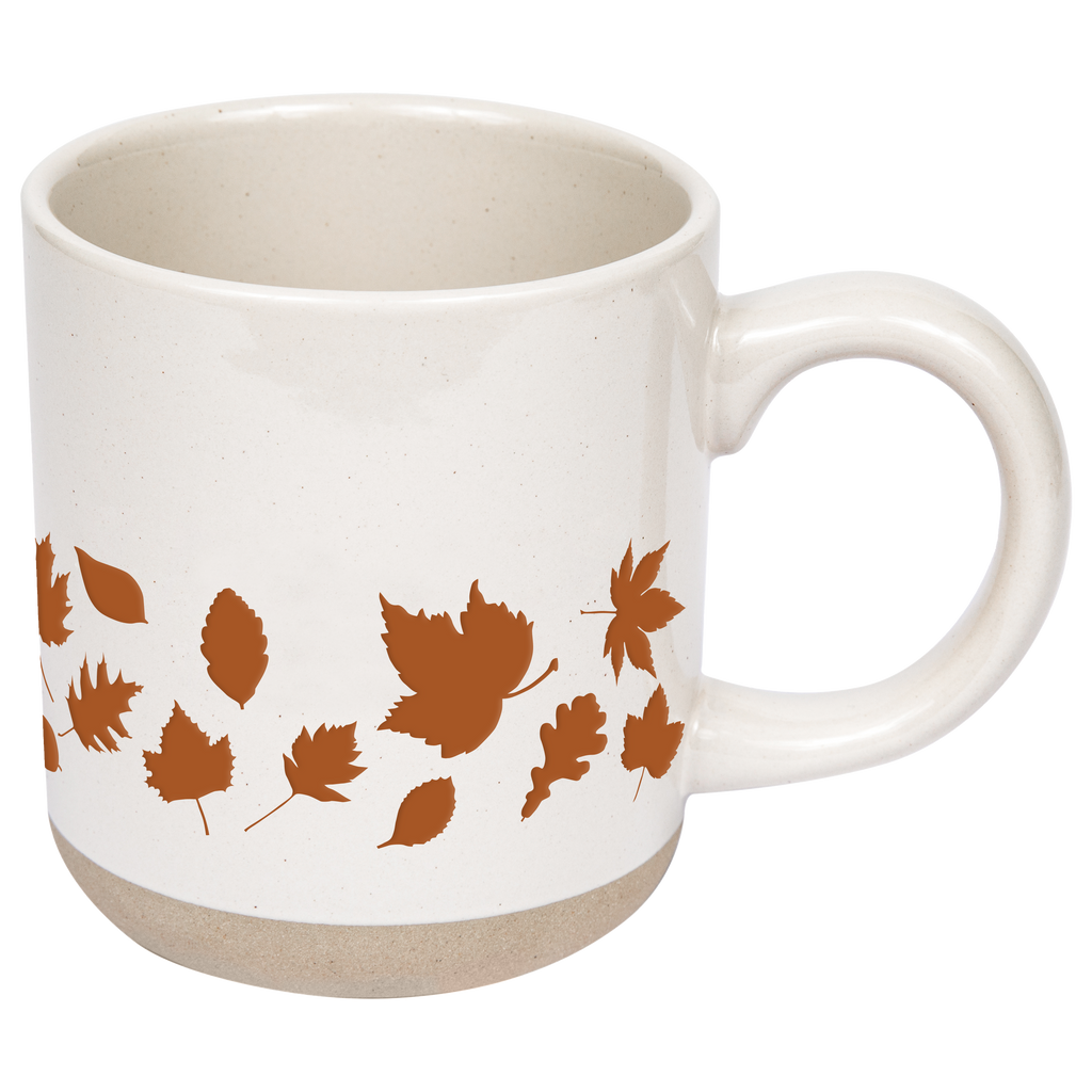 Coffee Mug - Orange Leaves Stoneware | Fall Decor, Autumn Drinkware