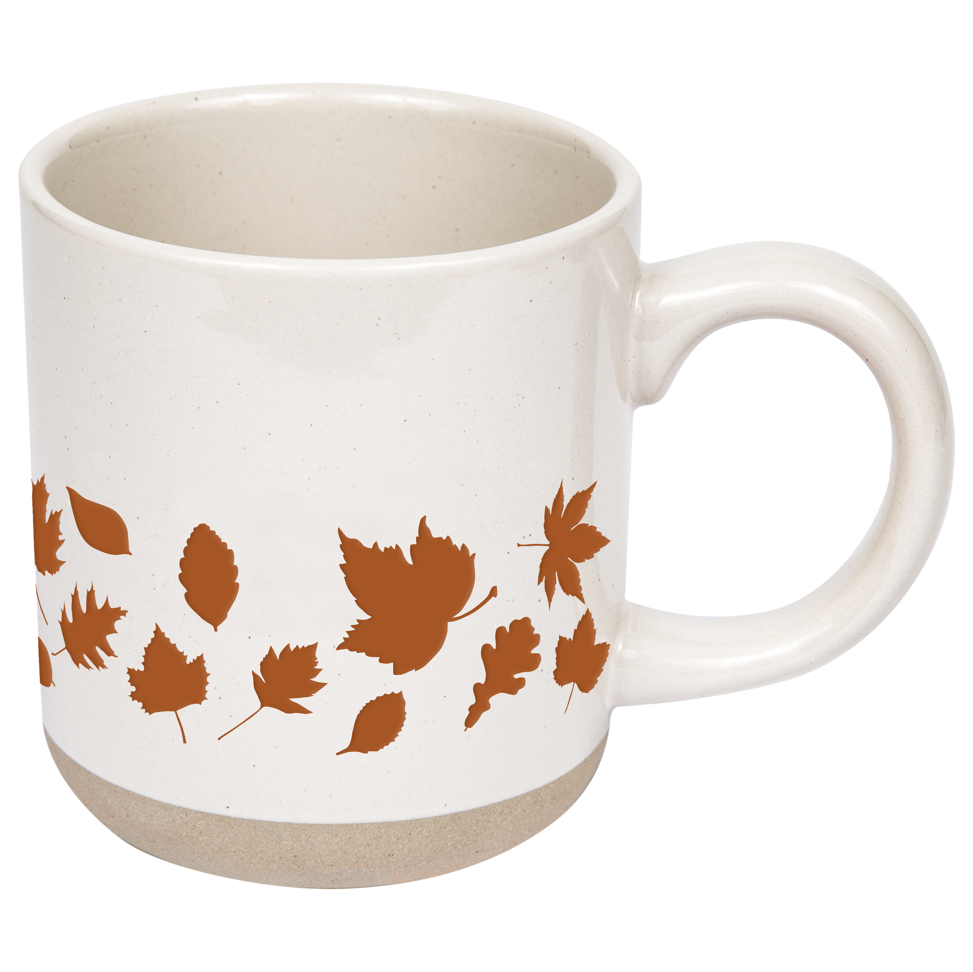 Coffee Mug - Orange Leaves Stoneware | Fall Decor, Autumn Drinkware